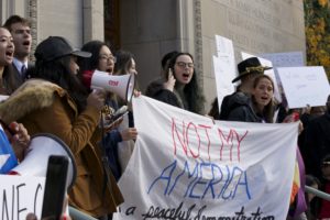 Over 500 students and community members turned out last Friday for the "Not My America" peaceful protest, a demonstration against the rhetoric of Donald Trump's presidential campaign and his possible policies.