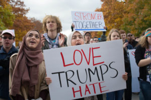 Over 500 students and community members turned out last Friday for the "Not My America" peaceful protest, a demonstration against the rhetoric of Donald Trump's presidential campaign and his possible policies.