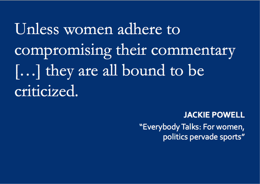 Everybody Talks: For women, politics pervade sports