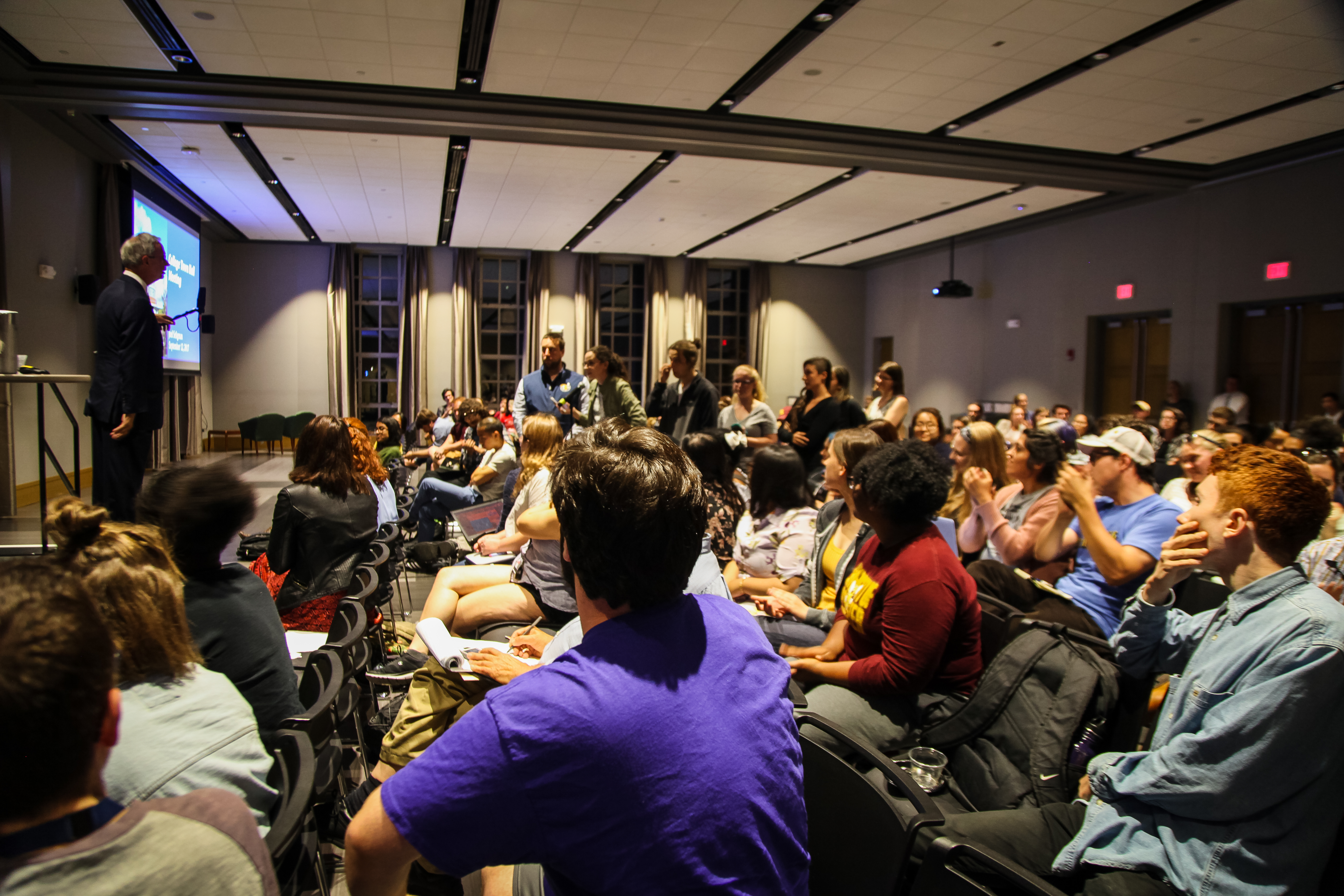 At town hall, some students quietly fear protesters