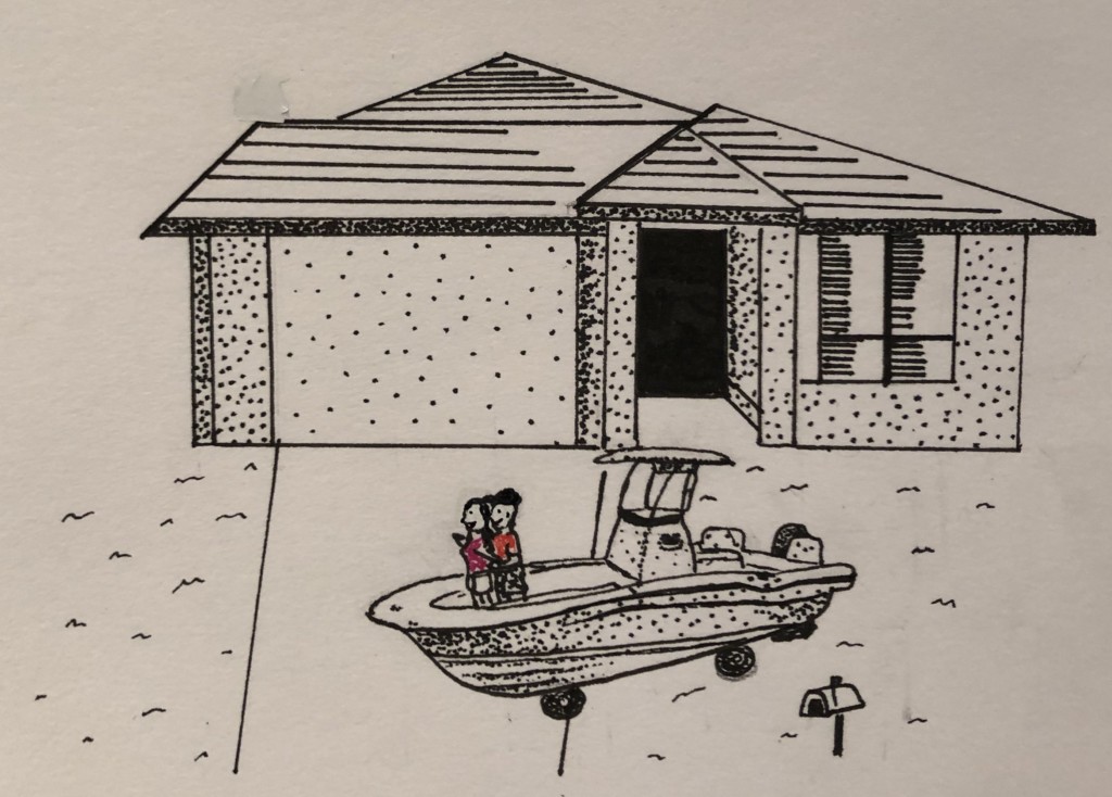 Inspiring: My roommate has kept a sailboat parked in our driveway for over a year