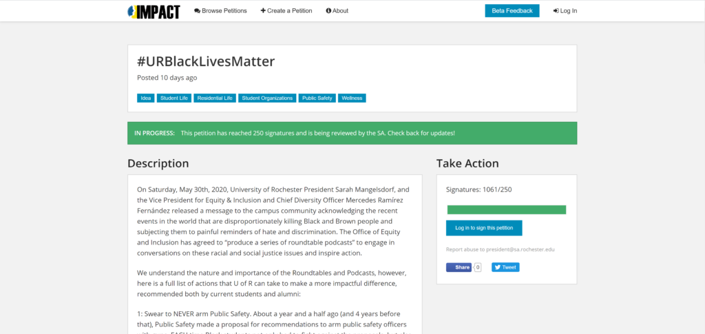 Anti-racist petitions make rounds at UR