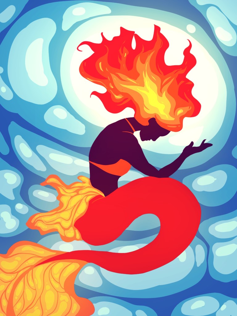 Mermaid on fire