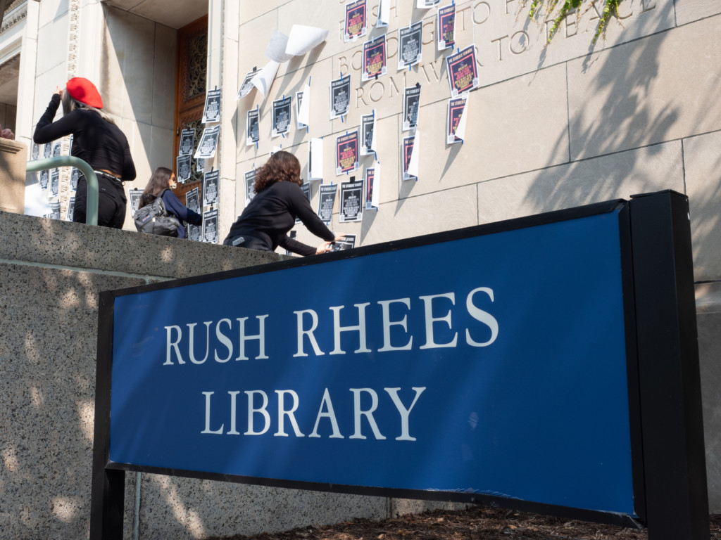 BLM protestors poster Wilson Commons, Rush Rhees