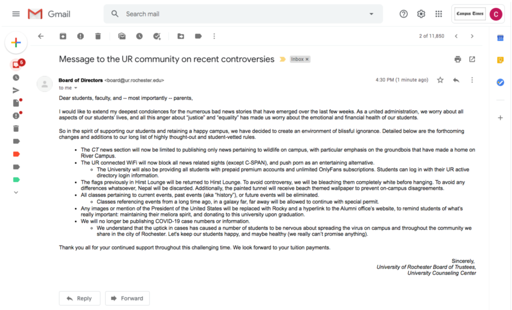 Message to the UR community on recent controversy