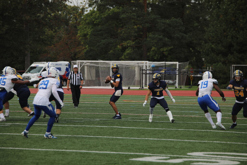 UR football wins Meliora Weekend shootout versus UNE